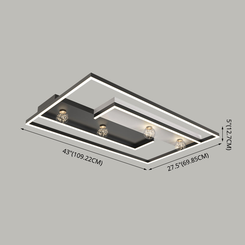 Squared Flush Mount Metal LED Minimalism Ceiling Light Fixture for Bedroom