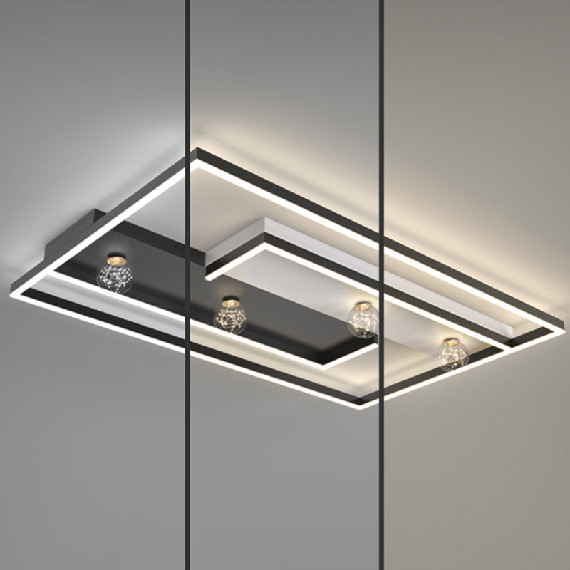 Squared Flush Mount Metal LED Minimalism Ceiling Light Fixture for Bedroom