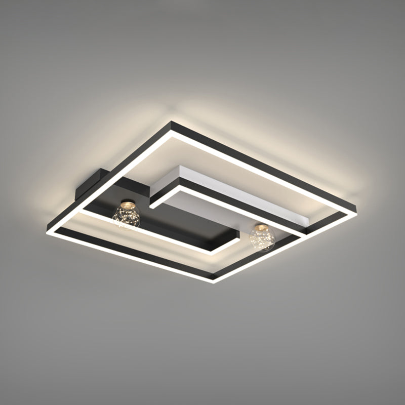 Squared Flush Mount Metal LED Minimalism Ceiling Light Fixture for Bedroom