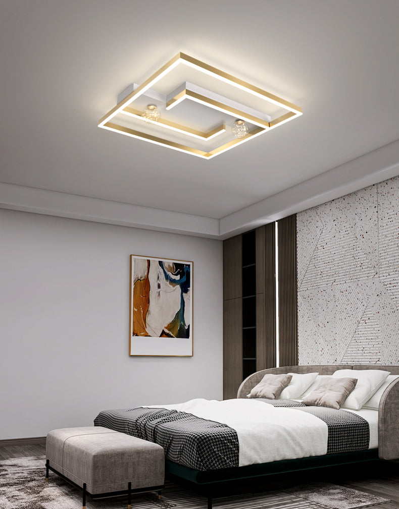 Squared Flush Mount Metal LED Minimalism Ceiling Light Fixture for Bedroom