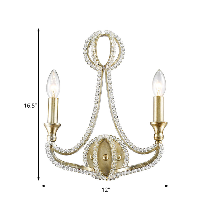2 lichten Wall Lamp Traditionele stijl Candelabra Metal SCONCE Licht in goud voor woonkamer