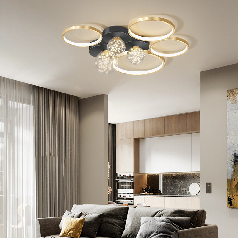 New Modern LED Metal Flush Light Black Flush Mount Ceiling Light for Living Room