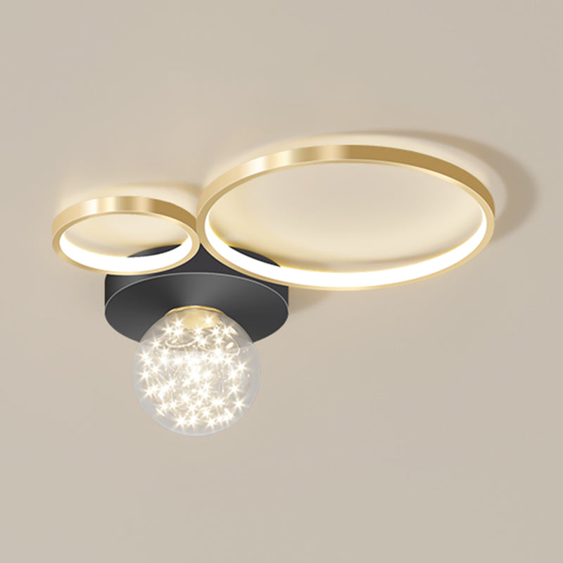 New Modern LED Metal Flush Light Black Flush Mount Ceiling Light for Living Room