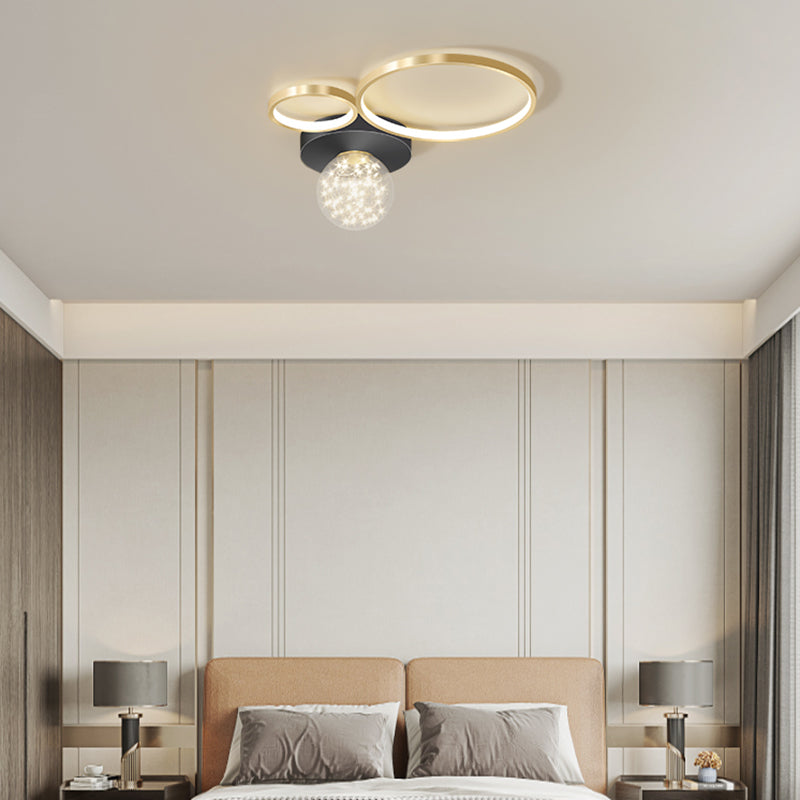 New Modern LED Metal Flush Light Black Flush Mount Ceiling Light for Living Room
