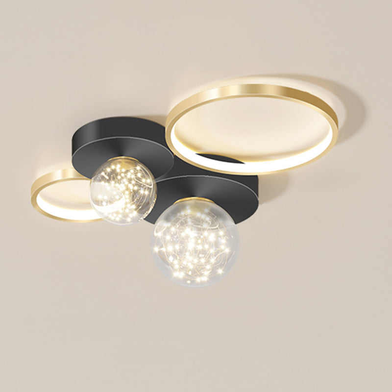 New Modern LED Metal Flush Light Black Flush Mount Ceiling Light for Living Room