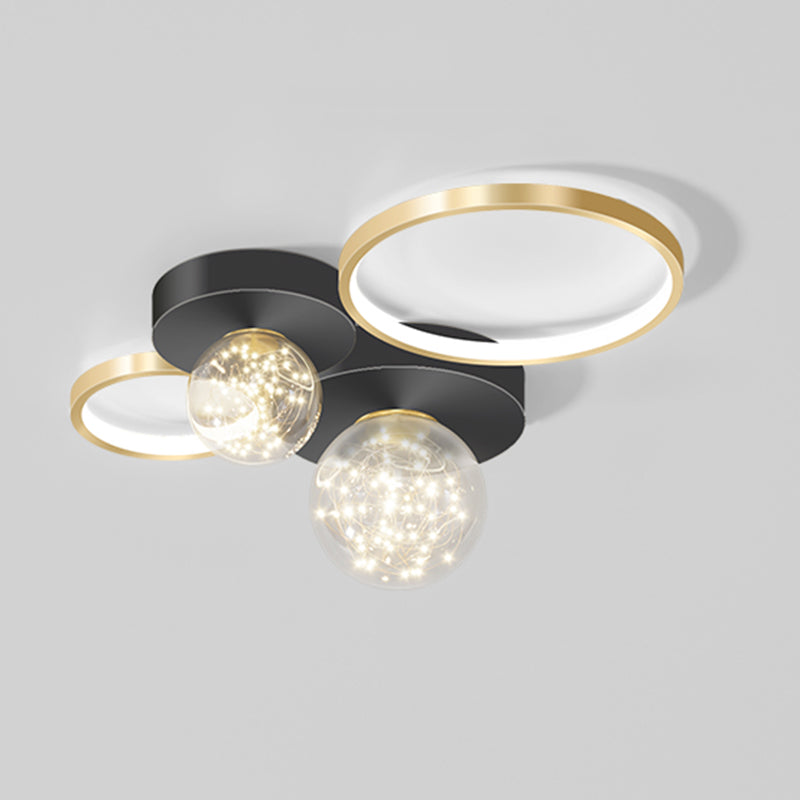 New Modern LED Metal Flush Light Black Flush Mount Ceiling Light for Living Room