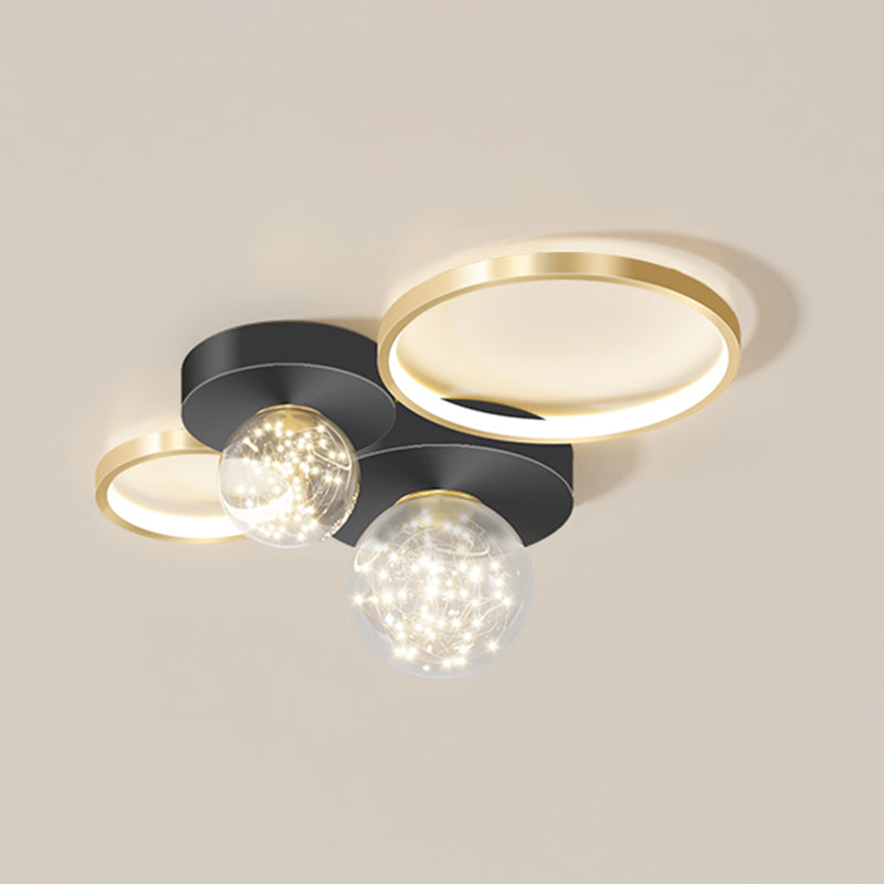 New Modern LED Metal Flush Light Black Flush Mount Ceiling Light for Living Room