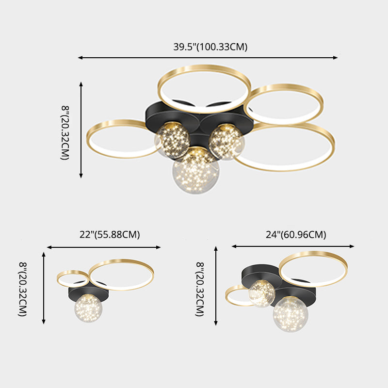 New Modern LED Metal Flush Light Black Flush Mount Ceiling Light for Living Room