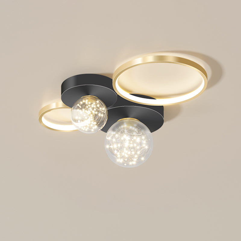 New Modern LED Metal Flush Light Black Flush Mount Ceiling Light for Living Room