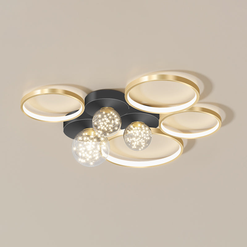 New Modern LED Metal Flush Light Black Flush Mount Ceiling Light for Living Room