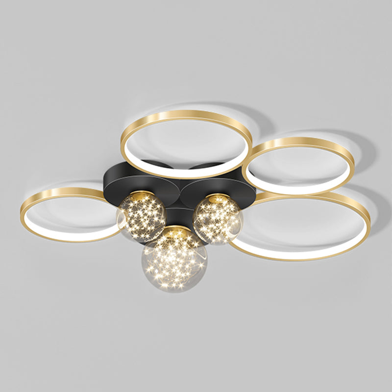 New Modern LED Metal Flush Light Black Flush Mount Ceiling Light for Living Room