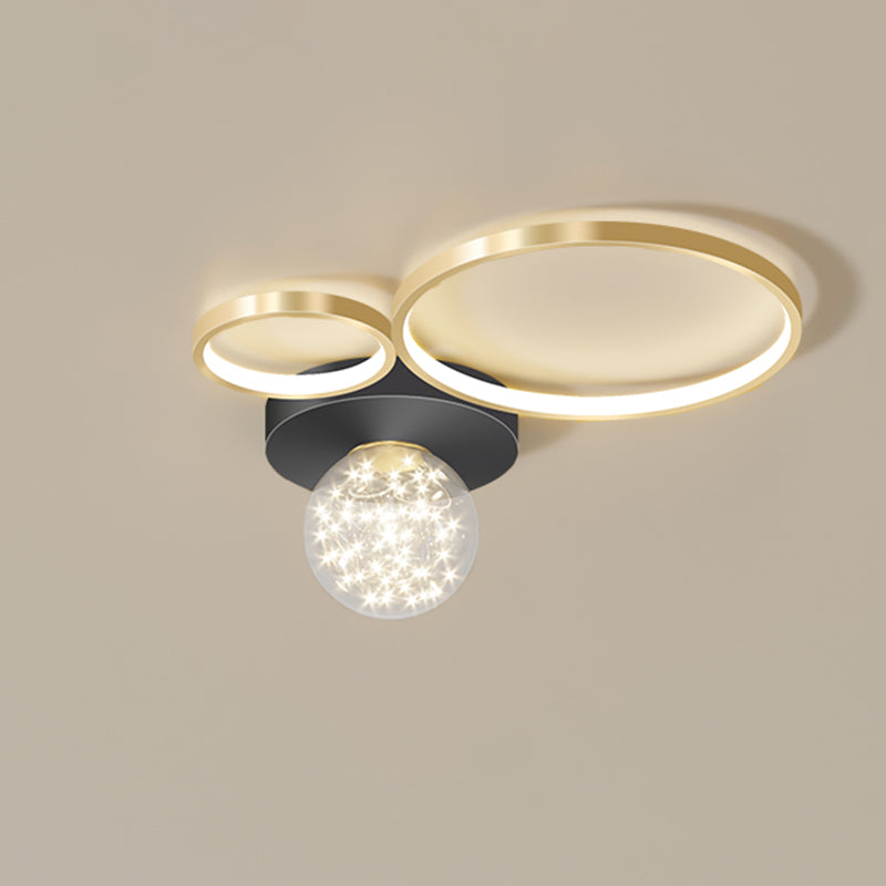 New Modern LED Metal Flush Light Black Flush Mount Ceiling Light for Living Room
