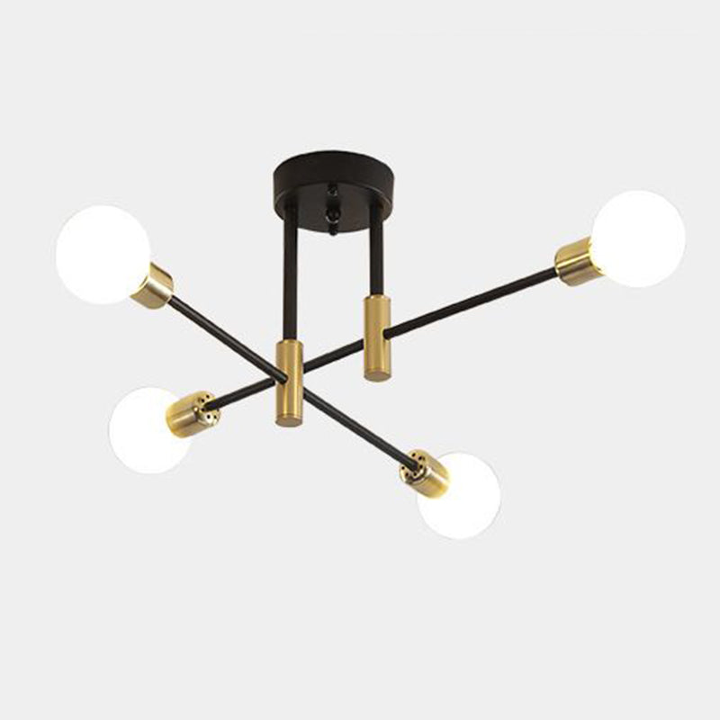 Black Sputnik Flush Mount Industrial Metal Semi Ceiling Light Fixture for Living Room