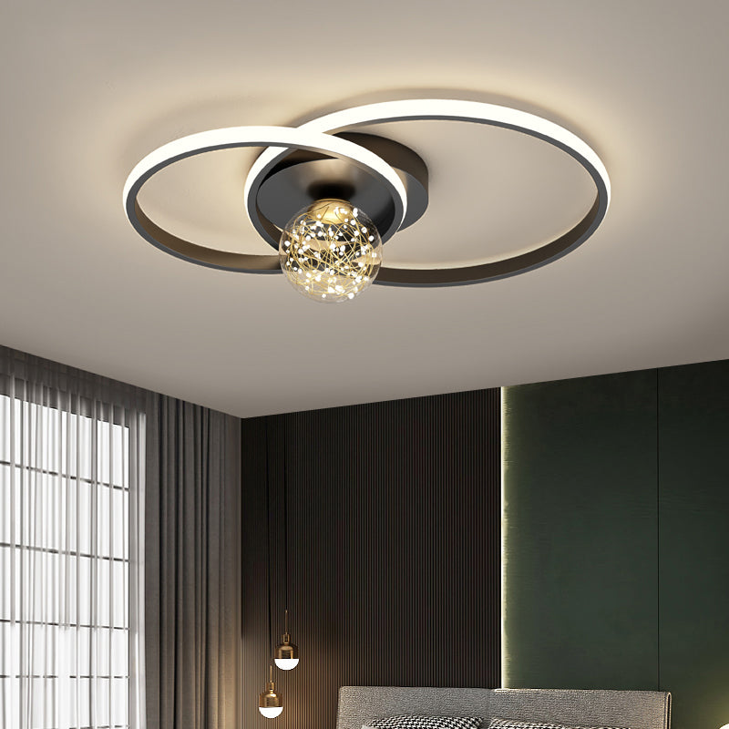 1-Luz de techo de color negro Montura de LED de metal de montaje en negro de techo para dormitorio