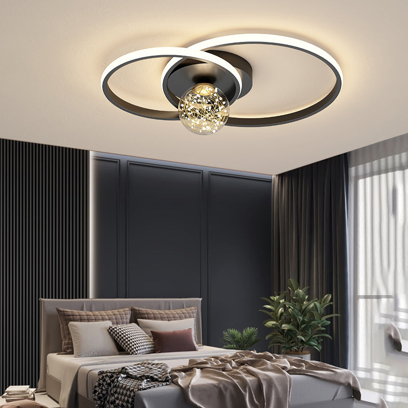 1-Luz de techo de color negro Montura de LED de metal de montaje en negro de techo para dormitorio