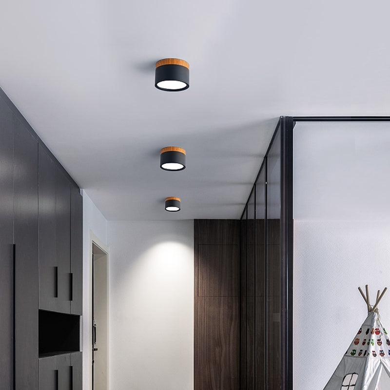 Nuevo Luz empotrada LED cilíndrica moderna, 1 luz, accesorio de iluminación de techo de aluminio para