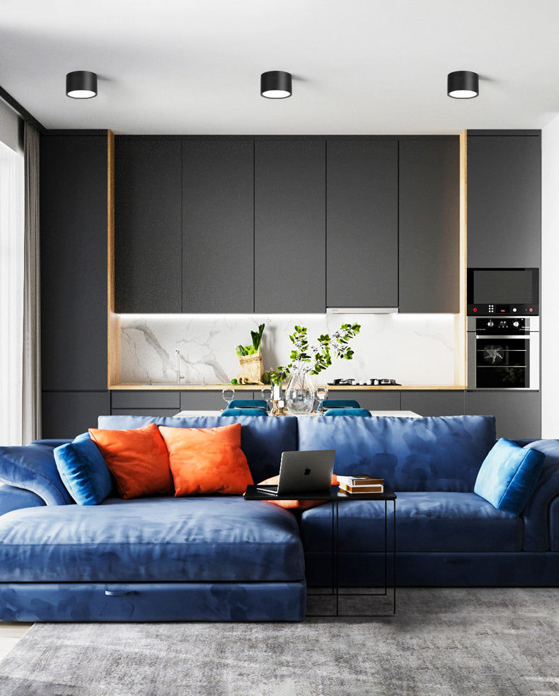 Nuevo Luz empotrada LED cilíndrica moderna, 1 luz, accesorio de iluminación de techo de aluminio para