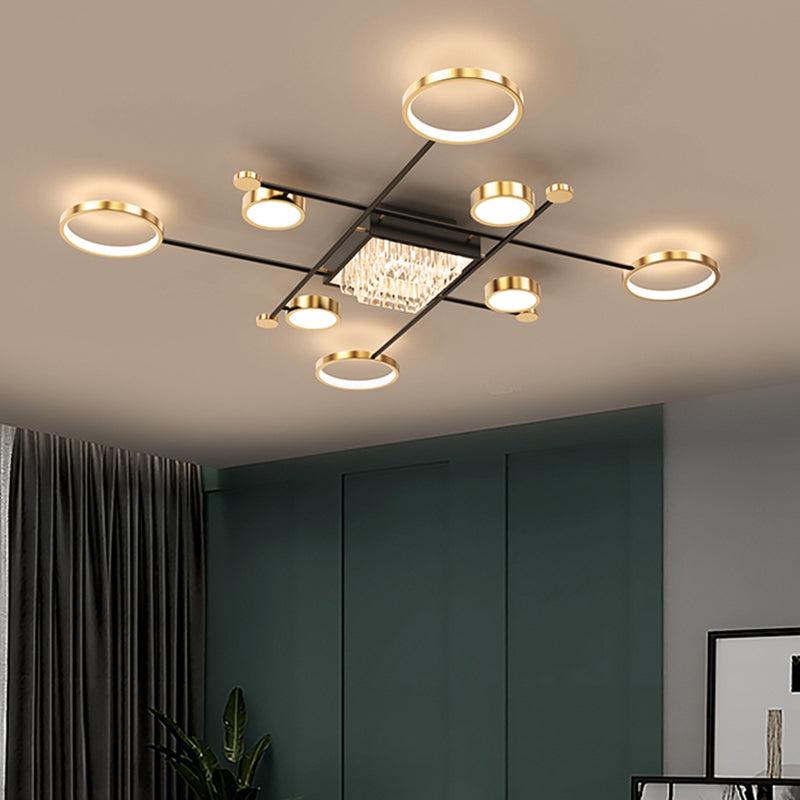 Éclairage du Mont-Flush moderne Sputnik Crystal Flush Mount Ceiling Light for Living Room