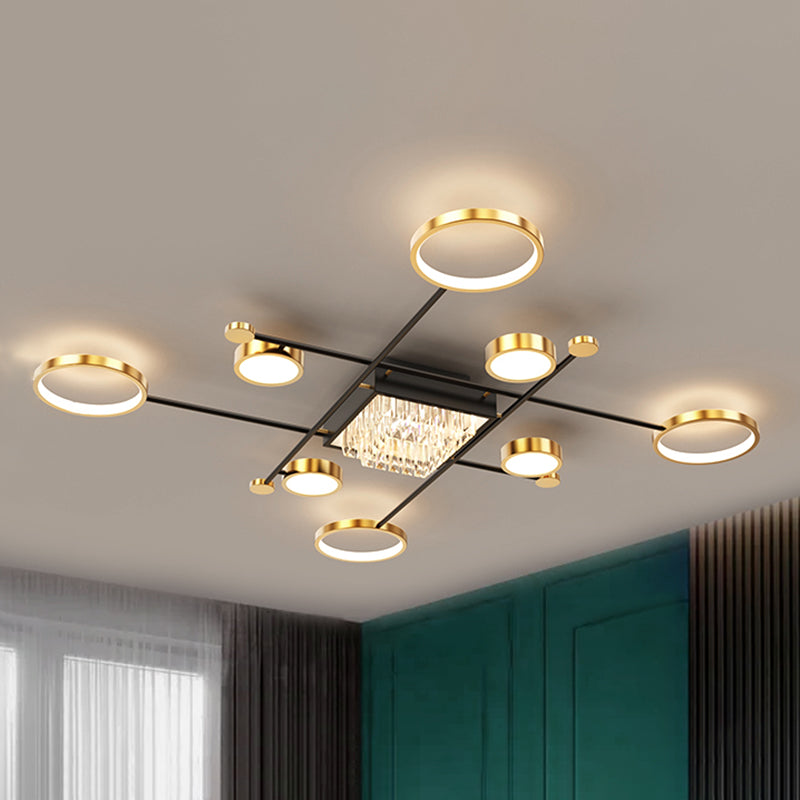 Éclairage du Mont-Flush moderne Sputnik Crystal Flush Mount Ceiling Light for Living Room