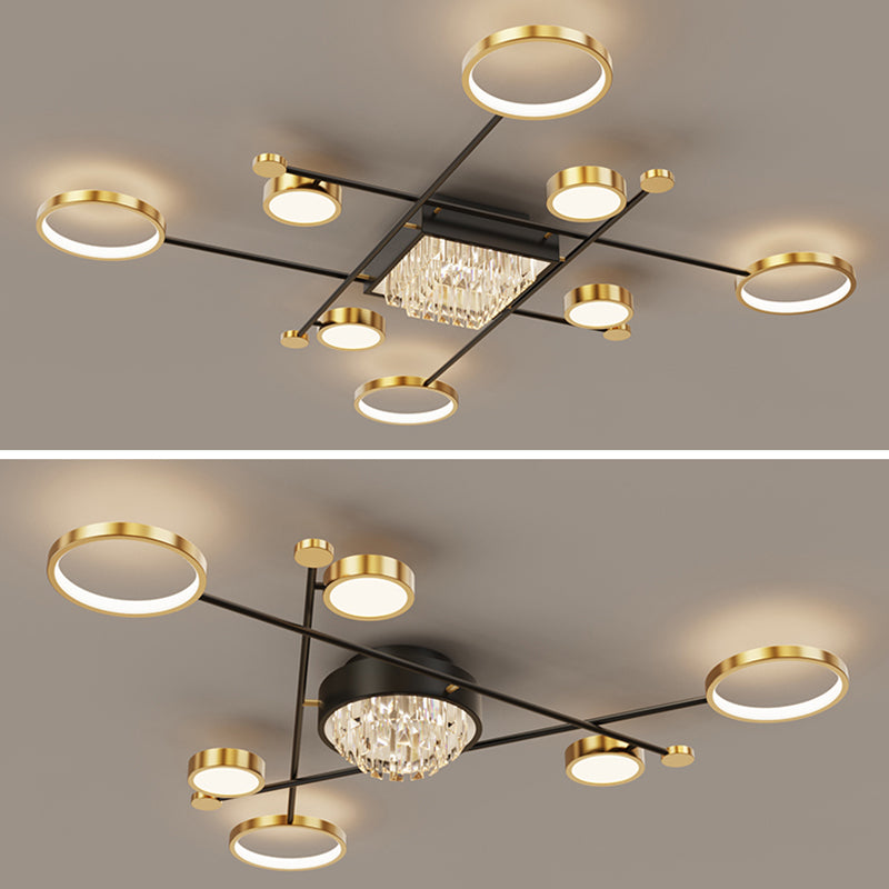 Éclairage du Mont-Flush moderne Sputnik Crystal Flush Mount Ceiling Light for Living Room
