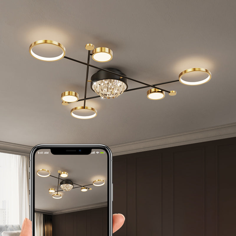 Éclairage du Mont-Flush moderne Sputnik Crystal Flush Mount Ceiling Light for Living Room