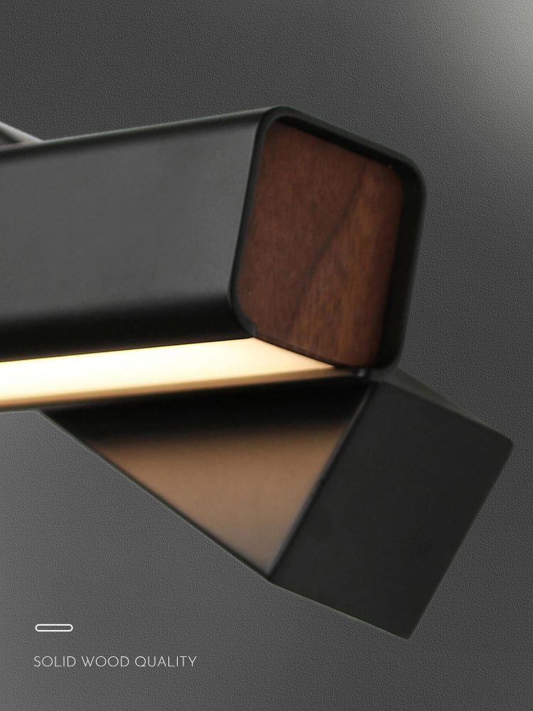 Aluminium Rectangular LED Wall Sconce in Modern Simplicity Wooden Rotatable Wall Light with Acrylic Shade