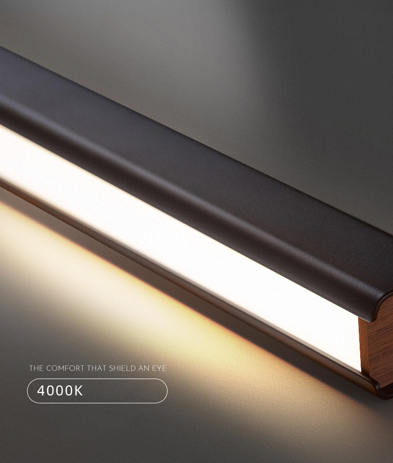 Aluminium Rectangular LED Wall Sconce in Modern Simplicity Wooden Rotatable Wall Light with Acrylic Shade