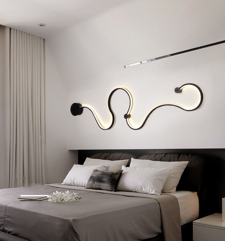 Sala de estar de cinta Sala de luz Luz de Luz de metal LED Nordic Wall Light in Black