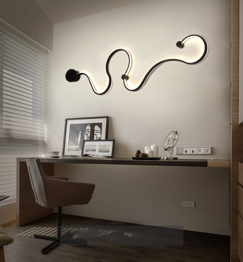 Sala de estar de cinta Sala de luz Luz de Luz de metal LED Nordic Wall Light in Black