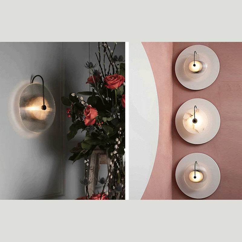 Hedendaagse 1-licht wandkandelcirkelcirkel Glazen wand gemonteerd licht voor woonkamer