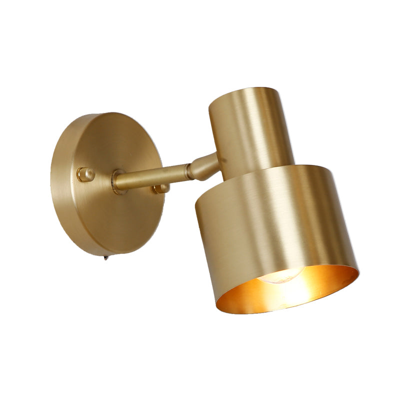 Nordic Luxury Style Cylinderical Wall Mounted Light Fixture Copper 1 Light Sconces