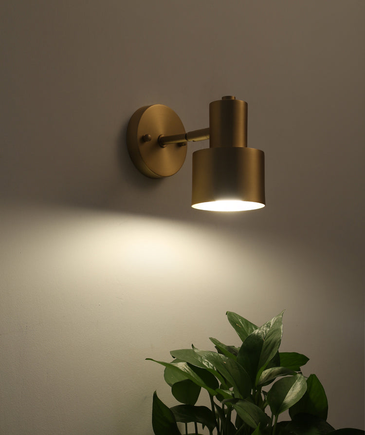 Nordic Luxury Style Cylinderical Wall Mounted Light Fixture Copper 1 Light Sconces