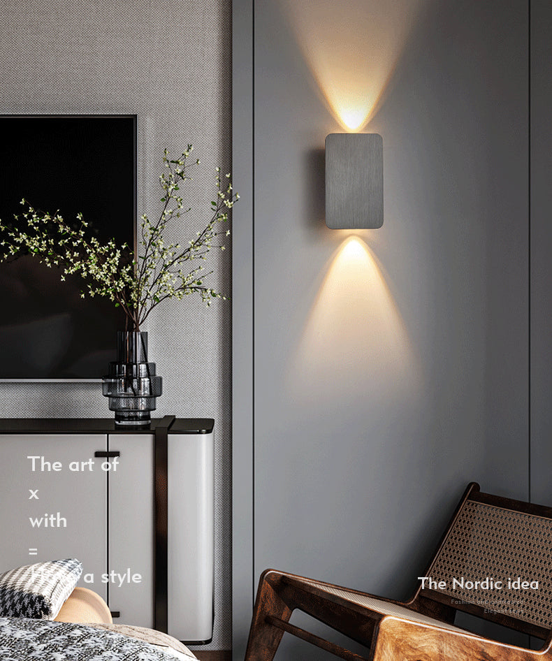 Aluminum Rectangular Wall Light Sconces Postmodern 2 Lights Sconce Light Fixtures for Living Room