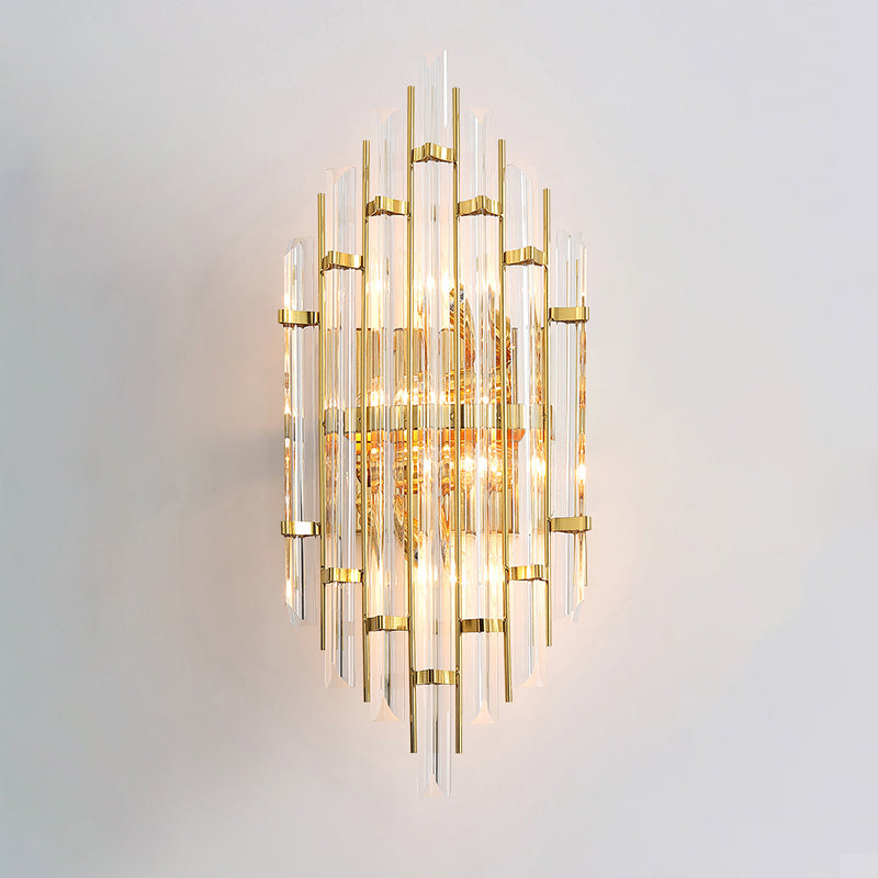 Geometric Gold Wall Lamp in Modern Creative Style Wrought Iron Wall Sconce with Crystal Shade