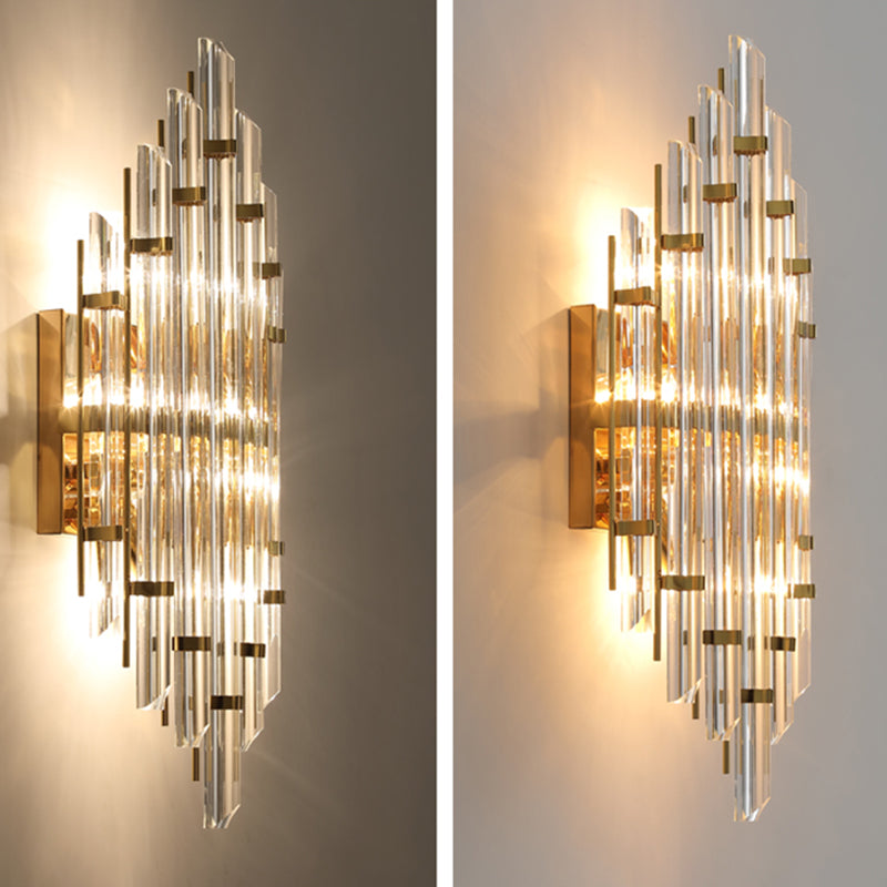 Geometric Gold Wall Lamp in Modern Creative Style Wrought Iron Wall Sconce with Crystal Shade