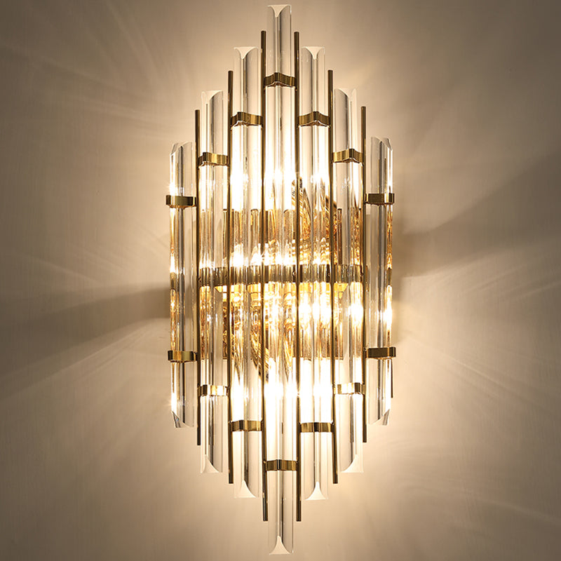 Geometric Gold Wall Lamp in Modern Creative Style Wrought Iron Wall Sconce with Crystal Shade