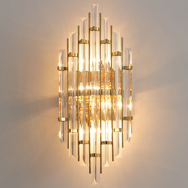 Geometric Gold Wall Lamp in Modern Creative Style Wrought Iron Wall Sconce with Crystal Shade