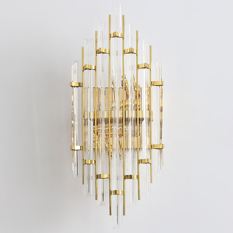 Geometric Gold Wall Lamp in Modern Creative Style Wrought Iron Wall Sconce with Crystal Shade