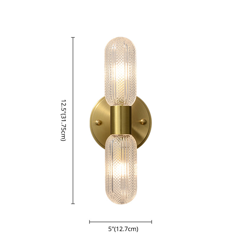Gold Glass Wall Lamp in Modern Creative Style Copper Cylindrical Wall Sconce for Interior Spaces