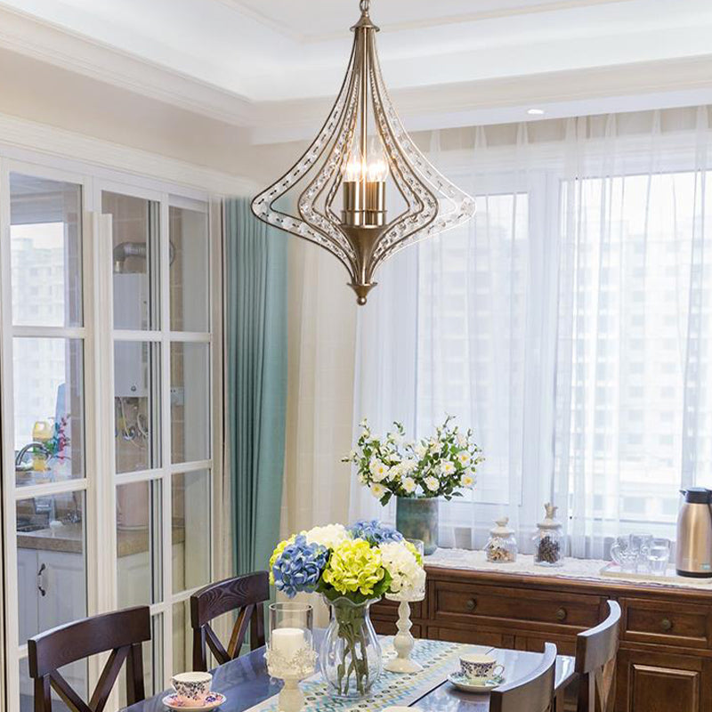 Laser Cut Ceiling Chandelier Contemporary Crystal 5 Heads Pendant Light Kit in Satin Nickel