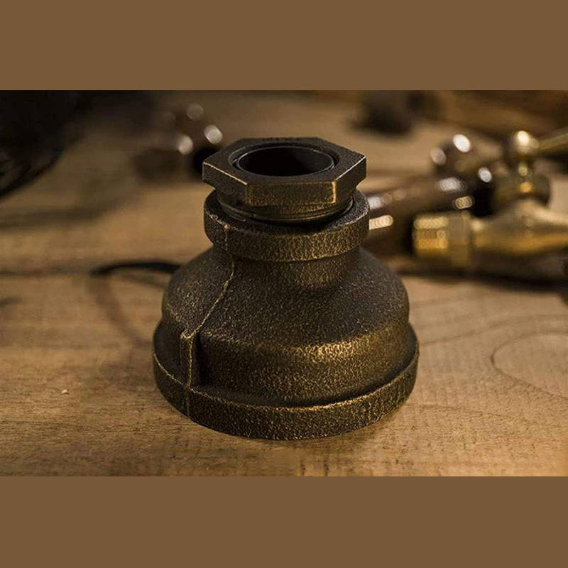 Exposed Bulb Metal Night Light Warehouse Style 1 Head Bistro Table Lamp in Brown-Black