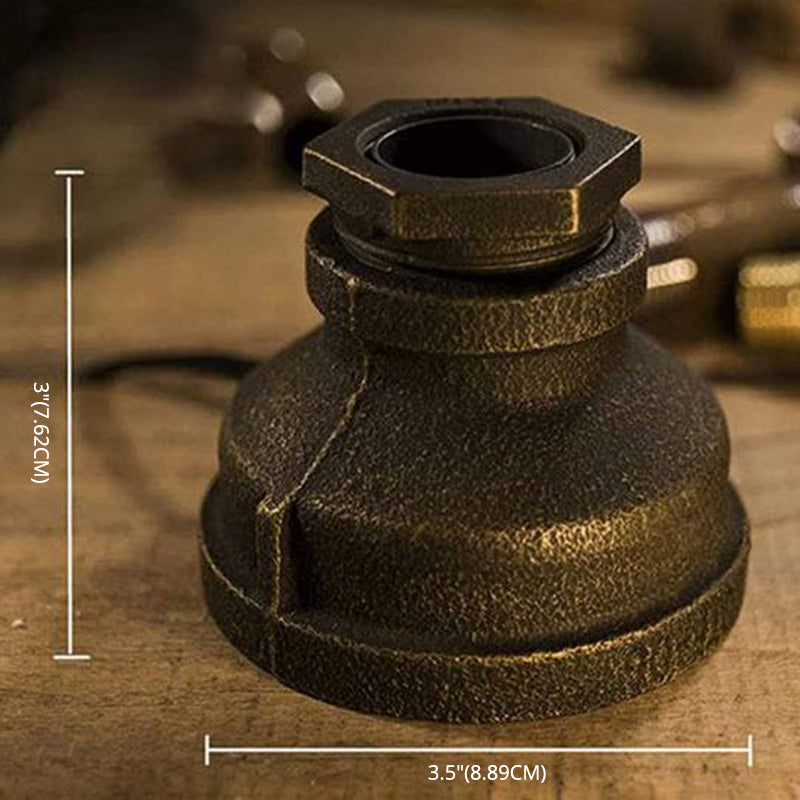 Exposed Bulb Metal Night Light Warehouse Style 1 Head Bistro Table Lamp in Brown-Black