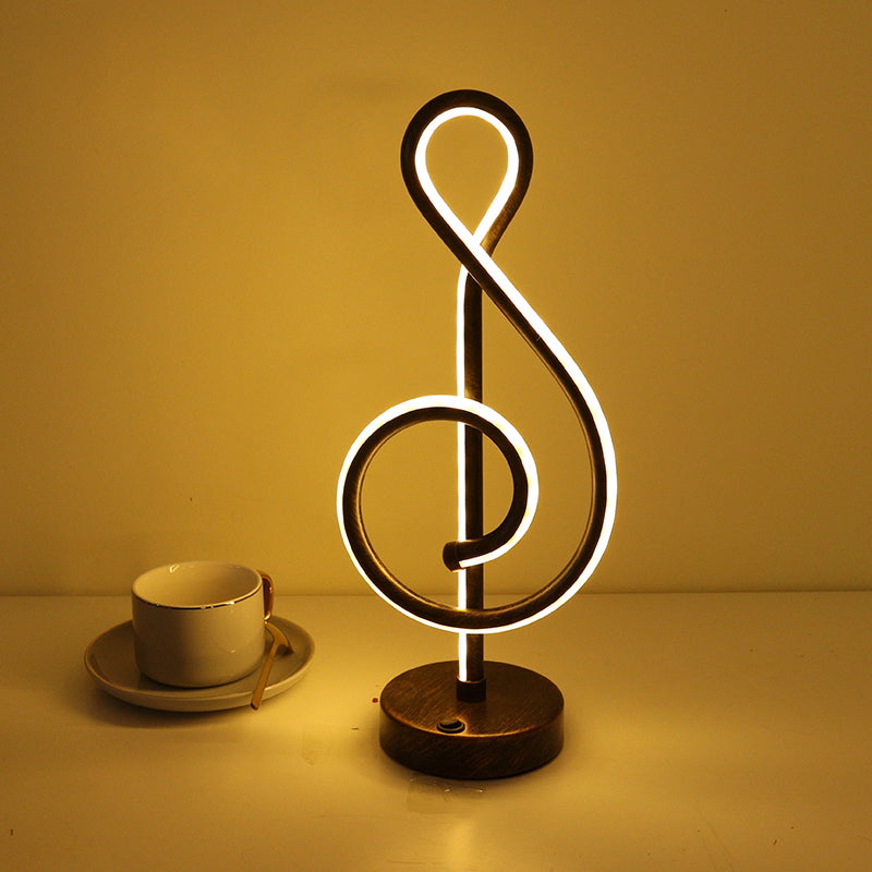 Semplicità Lampada da tavolo lineare ristorante metallico Luce notturna a LED in nero