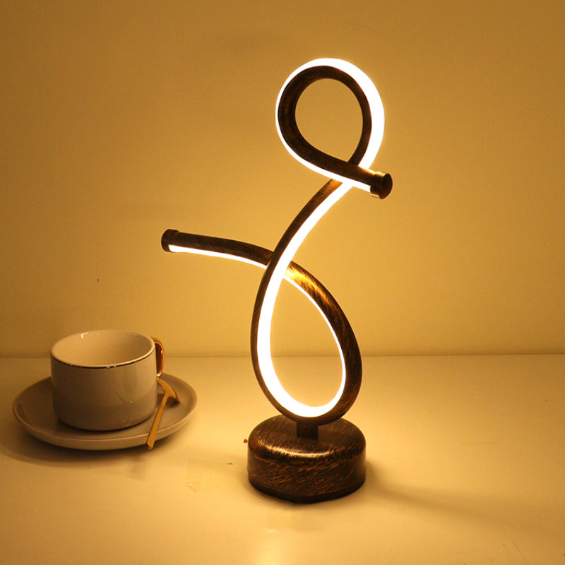 Semplicità Lampada da tavolo lineare ristorante metallico Luce notturna a LED in nero