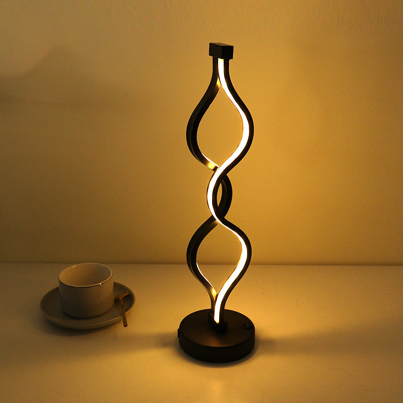 Semplicità Lampada da tavolo lineare ristorante metallico Luce notturna a LED in nero