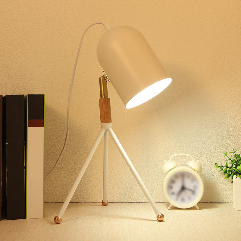 Macaron Tripod Table Light Metallic 1 Bulb Dorm Room Reading Book Lamp with Dome Shade