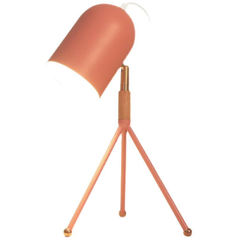 Macaron Tripod Table Light Metallic 1 Bulb Dorm Room Reading Book Lamp with Dome Shade