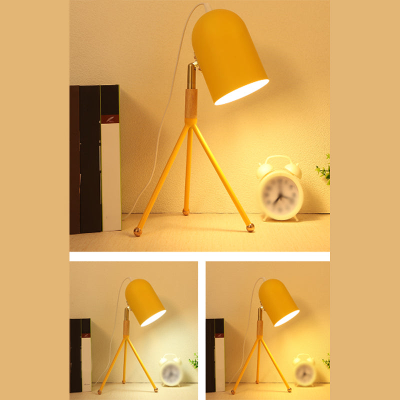 Macaron Tripod Table Light Metallic 1 Bulb Dorm Room Reading Book Lamp with Dome Shade