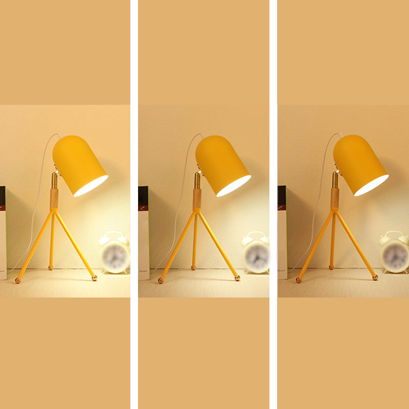 Macaron Tripod Table Light Metallic 1 Bulb Dorm Room Reading Book Lamp with Dome Shade