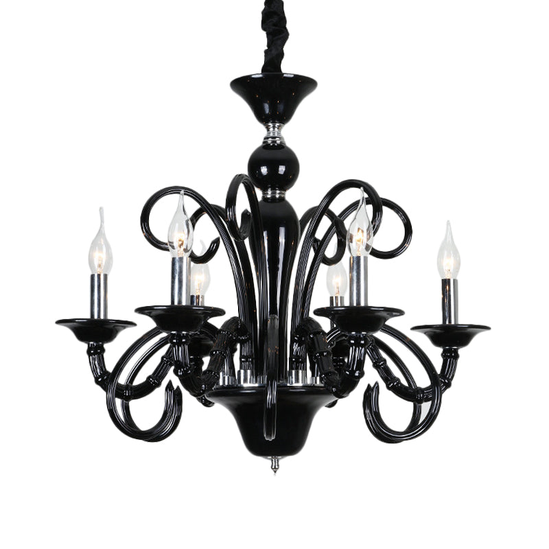 Candle Metallic Hanging Chandelier Light Industrial Style 6/8 Bulbs Black Finish Suspension Light for Living Room